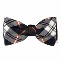The Worthy Dog 플레이드 애견 보우 타이 L(13.3 x 6.4cm), Navy, 1개