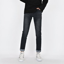 [데님공방] 남자 스판 블랙진 워싱 청바지 슬림일자핏 빅사이즈 데일리 데님팬츠 S-3XL