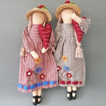 인조이박스 핸드메이드 컨츄리인형 리스 봉제인형, 레드, 41cm