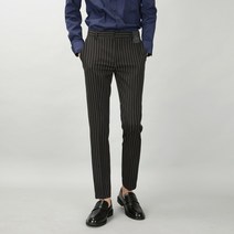 [데님공방] 남자슬랙스 히든밴딩 9부10부 스판 스트라이프 블랙팬츠 S~2XL