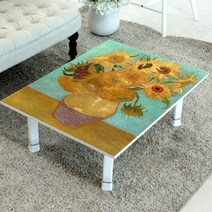 디에스리빙 액자테이블 밥상 4단높이조절 M 720X480, 고흐해바라기