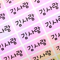 두루디자인 방수 네임스티커 심플형, 심플_핑크폴리 중형 4장