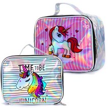 유니콘 화장품 파우치 홀로그램 라지핑크