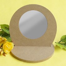 핸디몰 나무탁상.벽걸이거울 모음(거울꾸미기DIY)꽃 매화 반달 돔 강아지 둥근원거울, 나무탁상거울 반달(유리거울)