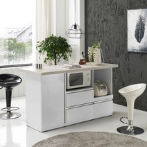 퍼니아트 심플 와이드 인조대리석 A형 홈바, 인조대리석_브라운/하부장_화이트