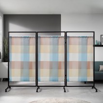 하우스데이 이동식파티션3단 체크소라(방염원단)블랙