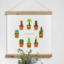 우드스크롤_60CmX60Cm-선인장일러스트-꾸밈[무료배송], 타입선택:이미지1