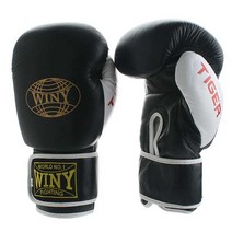 위니 타이거 가죽 복싱글러브 블랙, 16온스, 1개