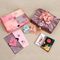 윤씨방 목단화 현금 애교 예단함 풀세트 5종, 예단보_담자x예단용_기본틀인쇄