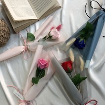 Fondant Flower 한 송이 비누장미 꽃다발, 진블루