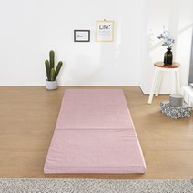 미라클침구 3단 접이식매트리스 고탄성스폰지, 인디핑크(세미마이크로)+방수커버