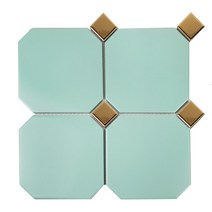 중앙데코 옥타곤 팔각모자이크 타일 148각, 옥타곤모자이크/148각 블랙+골드포인트, 1장