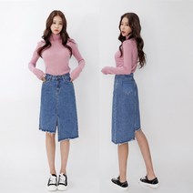 큰옷빅진 언발앞슬릿컷팅청치마(S267) 빅사이즈여자