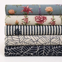 슈슈룸 (SH-137) 코튼린넨 꽃-스트라이프 5종 원단패키지 천 패브릭