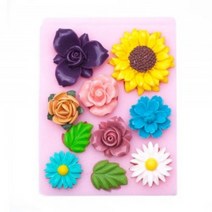 마이몰드코리아 수제 실리콘몰드 - 꽃 10종 데코 몰드 (m73), 혼합색상