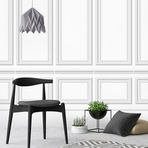 무지막지 풀바른 뮤럴벽지 웨인스콧 모던D화이트 W53cmXH2.35mX1ea (풀셑6장세트 중 1장) 가로벽53cm시공, 화이트그레이