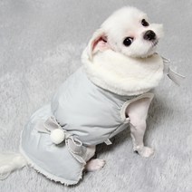 도기코디 머플러 강아지 패딩 원피스, 회색