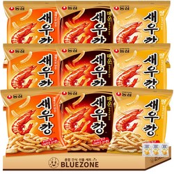 [블루존] 새우깡 과자 3종 세트 농심 새우깡3 매운새우깡3 쌀새우깡3 버크3, 80g, 9개