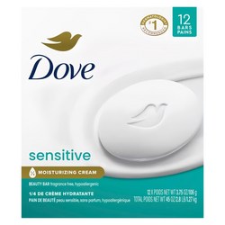 도브 센서티브 모이스처라이징 크림 뷰티 바, 106g, 12개입