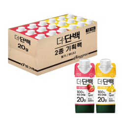 빙그레 더단백 드링크 프로틴음료 2종 혼합(딸기9+바나나9) 총 18개, 250ml, 18개