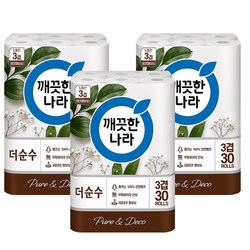 깨끗한나라 더순수 화장지 3겹 25m 30롤 3팩, 3개, 30롤, 25m