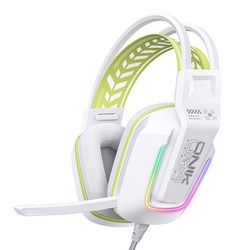 ONIKUMA 유선 게이밍 헤드셋 가상 7.1 usb RGB 노이즈캔슬링 마이크 X13, 화이트, X13