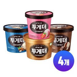 빙그레 투게더 아이스크림 4종 (바닐라 1개, 초코1개, 딸기1개, 프럴린 1개), 1개, 3.03L