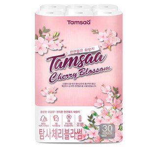 탐사 체리블라썸 천연펄프 3겹 롤화장지, 27m, 30롤, 1개