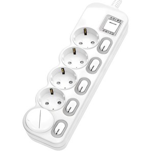 에코파워탭 LED 개별 과부하차단 멀티탭 전선형 5구 EPM-L305SS + 안전커버 랜덤발송