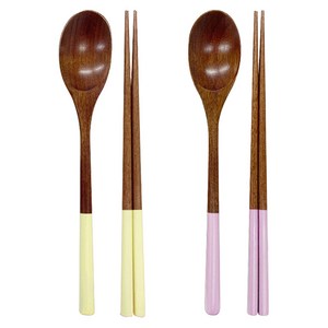 키볼리 한식 파스텔 옻칠 나무 수저 2인세트