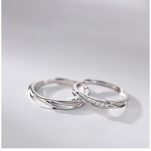 FANSYLI 커플링 1+1 남여 심플 반짝 조절형 큐빅 프로포즈 반지 W2504A23