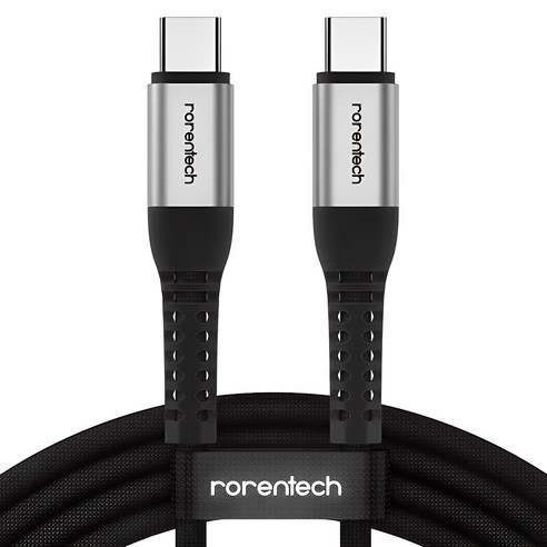로랜텍 초고속 충전케이블 C to C PD 60W, 0.5m, 실버블랙, 1개