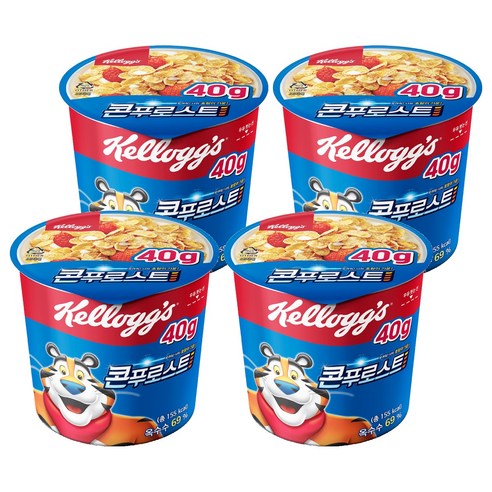 켈로그 콘푸로스트 컵 시리얼, 40g, 4개