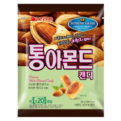 오리온 통아몬드 캔디, 90g, 1개
