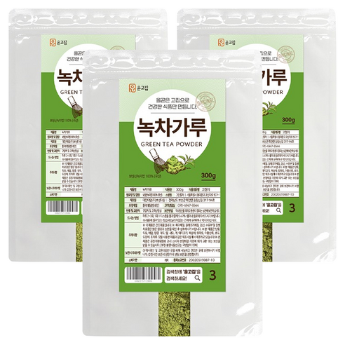 윤고집 녹차가루, 3개, 300g, 1개입