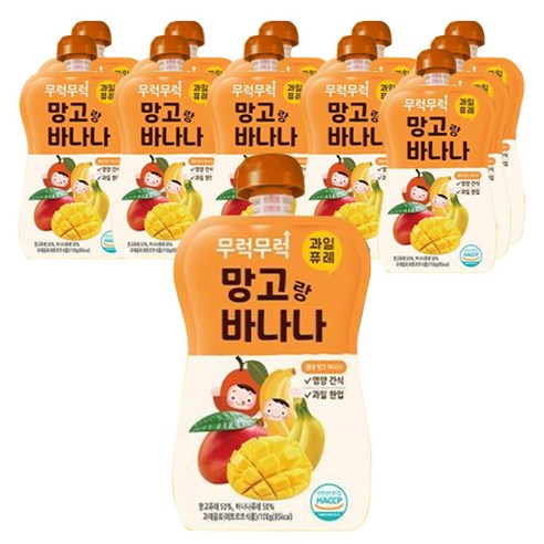 이유케어스 유아용 무럭무럭 과일 퓨레, 망고 + 바나나 혼합맛, 12개, 100g