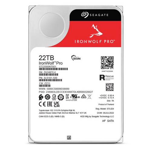 씨게이트 IronWolf Pro HDD, 22TB, ST22000NT001