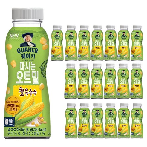 퀘이커 마시는 오트밀 찰옥수수, 50g, 20개