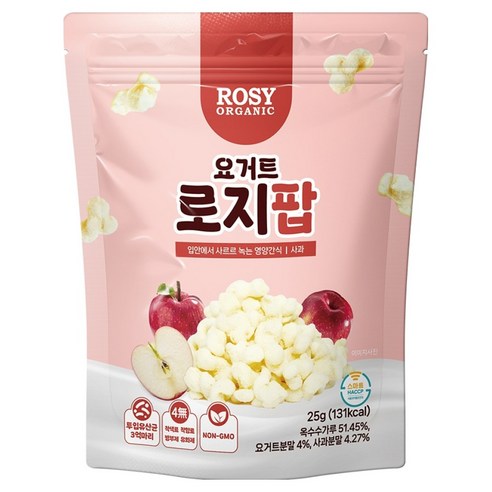 로지오가닉 유산균 아기스낵 요거트 로지팝, 25g, 1개, 사과
