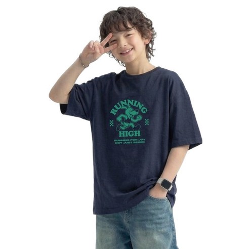 제니키즈 오버핏 러닝하이 반팔 티셔츠 JN2087T