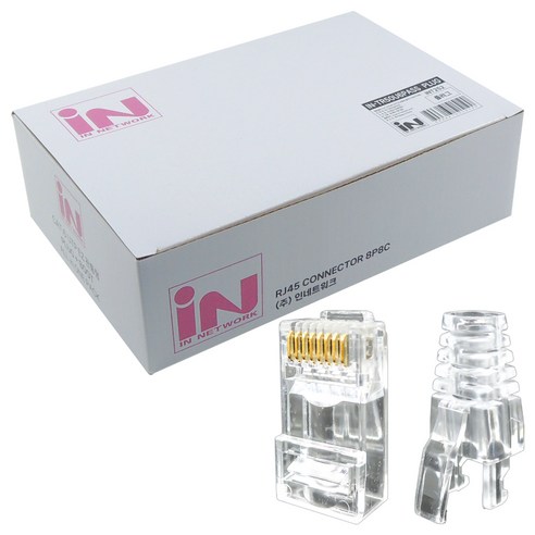 인네트워크 CAT.6 관통형 EZ RJ45 플러그 +부트 세트, 100세트, 투명, 41mm