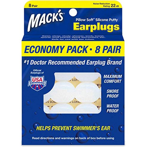 Macks 필로우소프트 수면 귀마개 흰색, 1개, 8쌍