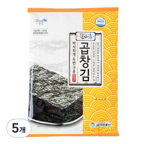 완도건강해 바다향 바삭하게 두번구운 곱창김 5p, 14g, 5개