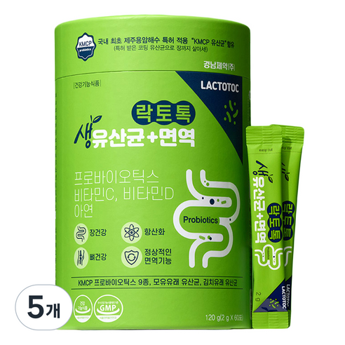 경남제약 락토톡 생유산균 면역 60포, 120g, 5개
