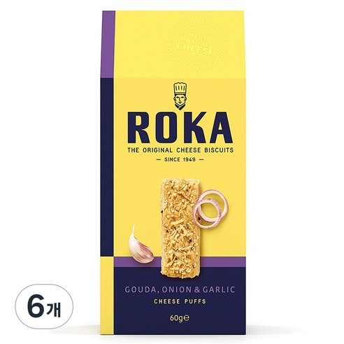 ROKA 고다 치즈 패스츄리 어니언 앤 갈릭, 60g, 6개