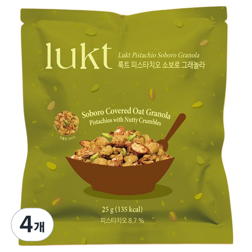 룩트 피스타치오 소보로 그래놀라, 25g, 4개