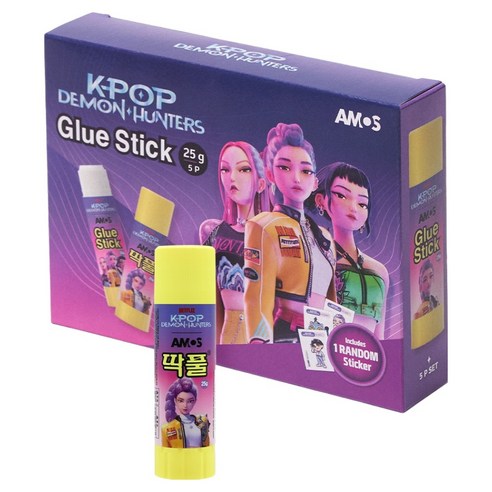 아모스 케이팝 데몬 헌터스 케데헌 헌트릭스 딱풀 25g x 5종 세트, 1세트