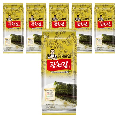 광천김 3대째 달인 재래 조각김, 55g, 6개