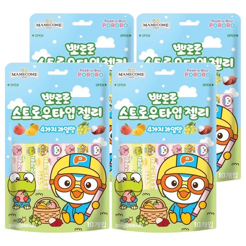 마미꼬미 뽀로로 스트로우타입젤리 10개입, 200g, 4개