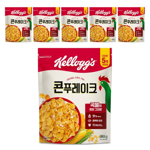 켈로그 콘푸레이크 시리얼, 530g, 6개
